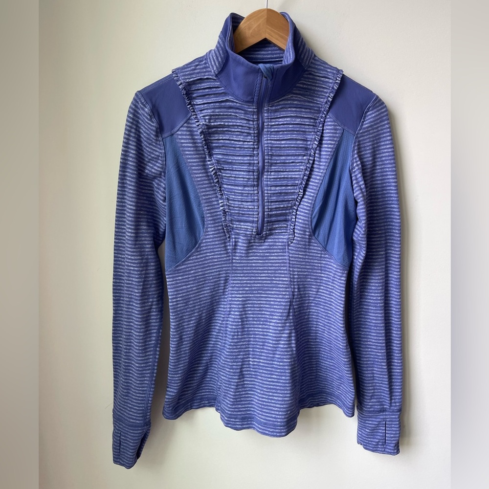 lululemon Run Your Heart Out Ruffle Pullover 1/4 Zip Persian Purple Size 6